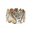 Inspirational "Come Fly With Me" Tri Tone Metal Heart Stretch Bangle Bracelet