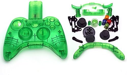 The Best Wireless Game Controller Hard Cover Shell and Buttons Replacement Kit for XBOX 360 - Perfect Fit Easy To Install Excellent Quality Sturdy Material - Clear Green