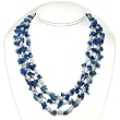 HinsonGayle Artisan Collection "Sky" Double Strand Blue Quartz and Cultured Pearl Rope Necklace