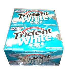 Trident White Sugarless Gum, Wintergreen, 12-12 Piece Packs (144 Pieces Per Box!)