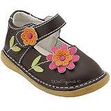 51BvL1zKsCL. SL160  Wee Squeak Girls Brown Maryjane Hot Pink Daisy Shoes
