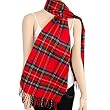 RED PLAID SOFTER THAN CASHMERE LONG FRINGED SCARF