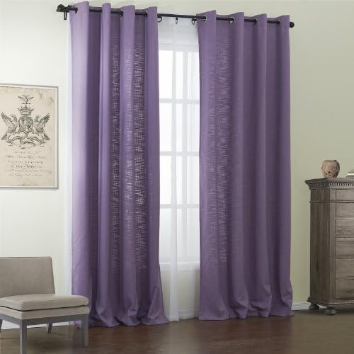 Solid Color Collection Polyester Cotton Blend Purple Curtains Grommet Top - 1 Panel - 52 " W x 102 " L