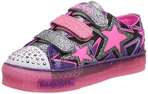 Skechers Kids 10381L Twinkle Toes Star Stuff Lighted Sneaker,Black/Pink/Purple,13 M US Little Kid