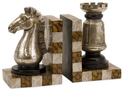 Chess Bookends - Set Of 2, SET OF 2, BROWN/IVORY