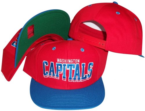 Washington Capitals Wave Red/Blue Plastic Snapback Adjustable Plastic Snap Back Hat / Cap