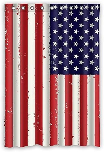 Custom Vintage American Flag Art The U.S Flag Stars And Stripe Flag Design Polyester Fabric Window Curtain 50"X84"(One Piece) for Bedroom