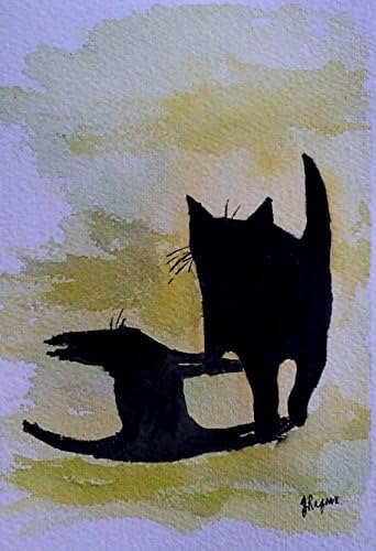 Original Watercolor Painting- "Fat Black Cat"