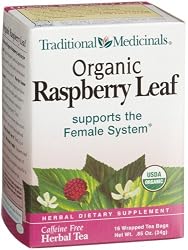 Traditional Medicinals Organic Raspberry Leaf Herbal Tea, 16-Count Wrapped Tea Bags (Pack of 6)