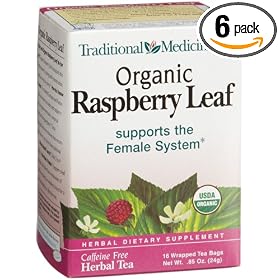 Traditional Medicinals Organic Raspberry Leaf Herbal Tea, 16-Count Wrapped Tea Bags (Pack of 6)