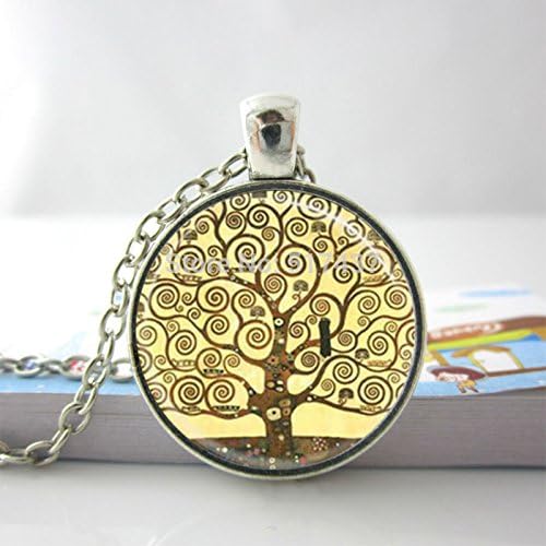 Pretty Lee Tree Necklace Tree Of Life Glass Necklace Klimt Tree Of Life Photo Glass Tile Necklace Pendant Tree Of Life Pendant