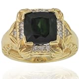 Michael Valitutti 18K Yellow Gold Bahia Green Tourmaline & Diamond Ring