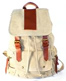BRAND NEW DARK BEIGE Canvas Backpack School Bag Upgraded Version Super Stylish! COOL!