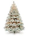 Barcana 7 Foot Flocked Ready Trim Wall Christmas Tree with 400 Clear Mini