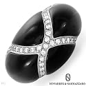 Novarese&Sannazzaro ! Made in Italy Stunning Handmade Ring with 4.43ctw Super Clean F-G/VS Diamonds and Onyx Made of 18K White Gold