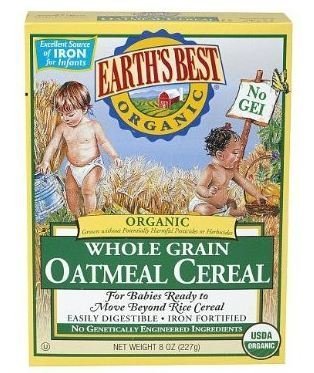 Earth's Best Organic Whole Grain Oatmeal Cereal, 8 oz (227 g), Pack of 2