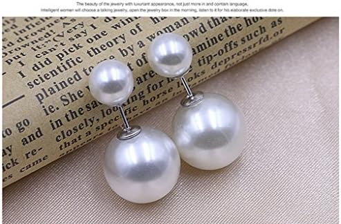 OUANGANC Dual Pearl Silver Stud Earrings 8+14mm