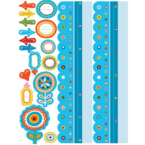 Wallies Peel & Stick Vinyl Wall Decals, Dry Erase Sticker Growth Chart, Includes 1 Growth Chart and 59 Assorted Sticker Decals