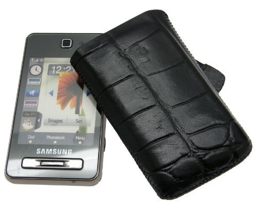 Suncase Ledertasche f&uuml;r Samsung SGH F480 F480i croco-schwarz Preisvergleich