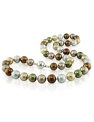 Sterling Silver Freshwater Multi Color Pearl Necklace With Ball Clasp (9-10 mm)