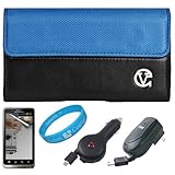 Blue & Black Portola Executive Leather Holster Carrying Case with Fixed Bel ....