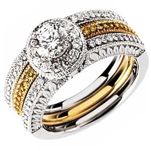 Two Tone Bizarre Diamond Engagement Ring (Center stone is not included)