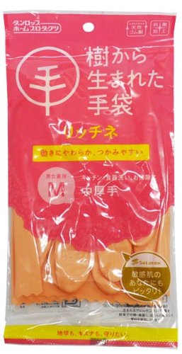 リッチネ 天然ゴム手袋 中厚手 M ピンク
