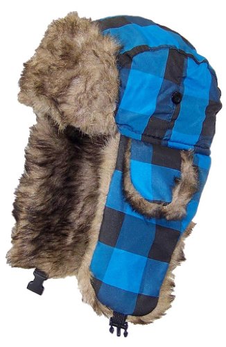 Y&W Child/Kid Checkered/Plaid Nylon Russian/Aviator Winter Hat (One Size)