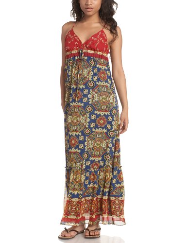 Rampage Juniors' Medallion Printed Maxi Dress,Blue,Small