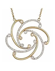 14k White and Yellow Gold Diamond Floral Pendant Necklace 18" (0.65Cttw, VS Clarity, F Color)