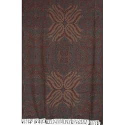 Wool Bed Cover Asian Jacquard Woven Designs India 83 inches x 105 inches