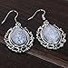 Yazilind Vintage White Oval Stone Dangle Drop Hook Alloy Earrings Women Gift
