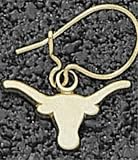 Texas Longhorns Solid Longhorn 1/4 inch Dangle 14K Gold Earrings