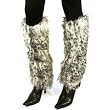 Winter Faux Fur Animal Print Dance Ski Leg Warmer Boot Shoe Cover Leopard White