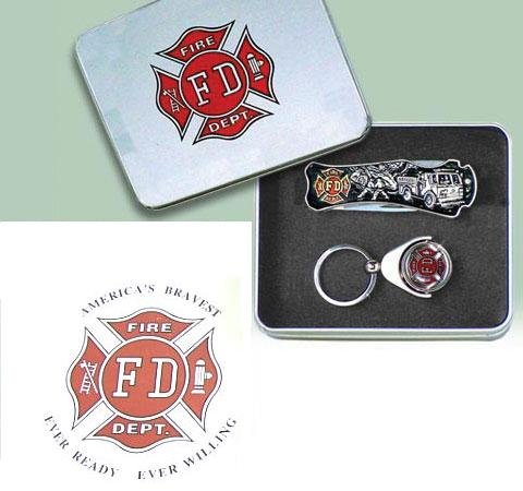 Childrens Toyshop  Sporting Goods : Firefighter Collectable Pocket Knife and Key Ring Set