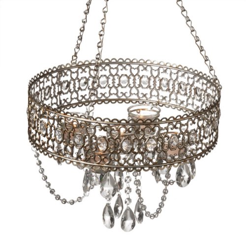 Antique Champagne Beaded Tealight Chandelier Metal Metal by Midwest-CBK