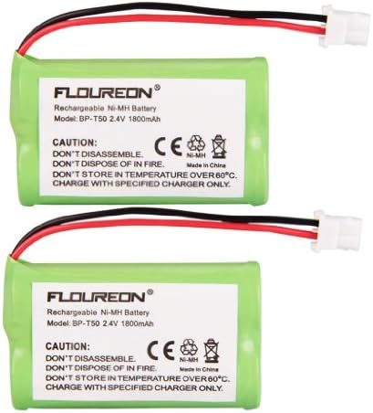 2 Packs Floureon 1800mAh Rechargeable Cordless Phone Telephone batteries for Sony BP-T50, BPT50, BP-T51, BPT51, BP-TR10, BPTR10, HSCOT50, NTM-910