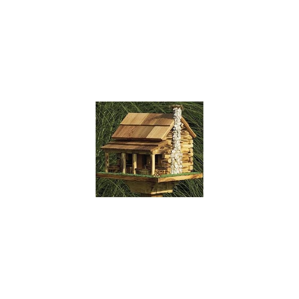 Country Log Cabin Bird Feeder W Rock Chimney Everything On Popscreen