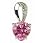 9ct White Gold Created Pink Sapphire And Diamond Heart Pendant + 18inch Curb