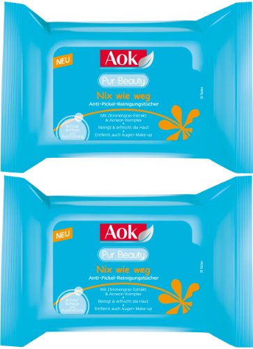 Aok Gesichtsreinigung Pur Beauty Nix wie weg Anti-Pickel- Reinigungstuecher, 2er Pack (2 x Preisvergleich