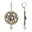 Faux Pearl Filigree Drop Earring - Goldtone