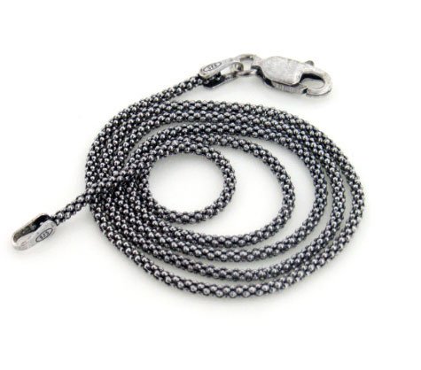 2mm Sterling Silver Antiqued Popcorn Chain Necklace (16, 18, 20, 24, 30)