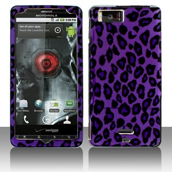 Premium – Motorola mb810/Droid X Purple/Black Leopard Cover – Faceplate – Case – Snap On – Perfect Fit Guaranteed