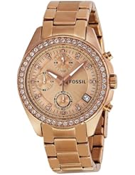 Fossil Decker Chronograph Rose Dial Rose Gold-tone Bracelet Ladies Watch ES3352