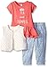 Rosie Pope Baby Girls' 3 Piece Red Jersey Top, Quilted Jersey Vest and Chevron Legging Set