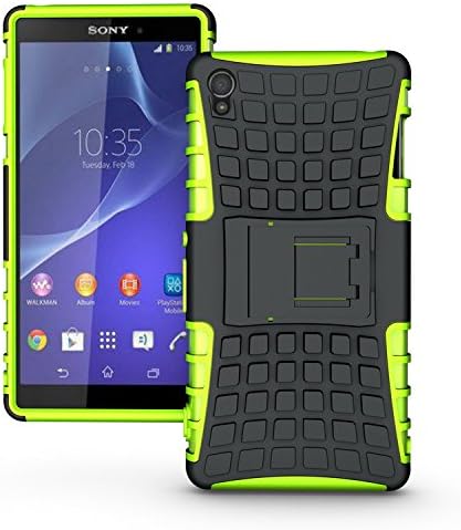 ElBolt TM 3 in 1 Bundle Sony Xperia Z3 Armor Grenade TPU Hybrid Case Cover with Viewing Kickstand -Green (Free Ultra-Sensitive Stlyus Pen and Free ElBolt Certified Premium Screen Protector by ElBolt TM)