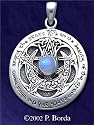 Large Moon Pentacle Pendant with Rainbow Moonstone