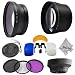 72MM Lens and Filter Kit for DSLR Cameras and Camcorders - Includes: 0.43X Wide Angle Fisheye (w/Macro Lens Portion) and 2.2X Telephoto High Definition Lenses + Filter Set (UV, CPL, FLD) + Collapsible Soft Rubber Lens Hood + Pop Up Flash Diffuser Set + Center Pinch Lens Cap + Premium MagicFiber Microfiber Cleaning Cloth (CANON HX G1 and more)