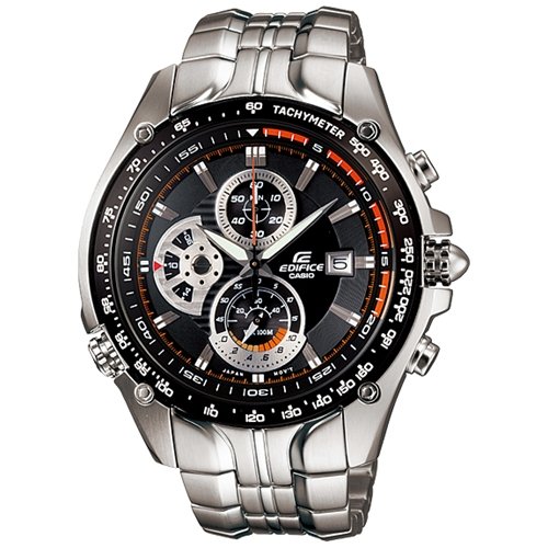 Men's Stainless Steel Edifice Black Dial Analog Quartz Tachymeter