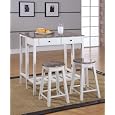 3 Pc. White Finish Wood Drop Down Table & 2 Stools